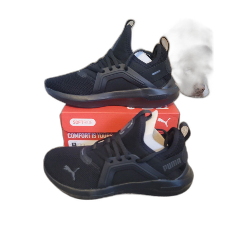 Puma Softride Enzo 5 Jr Kids Size 5 Black Cool Dark Gray Running Shoes 401510-01